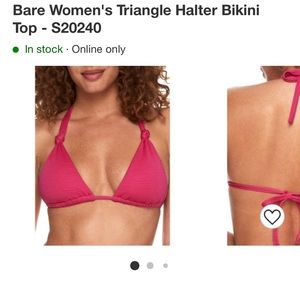NWT - Bare Women's Triangle Halter Bikini Top - DDD Peony
